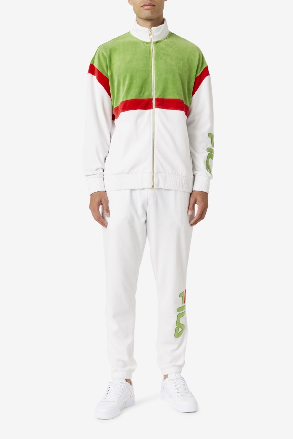 Fila White/Forest Green/Red Mansur Velour Jacket