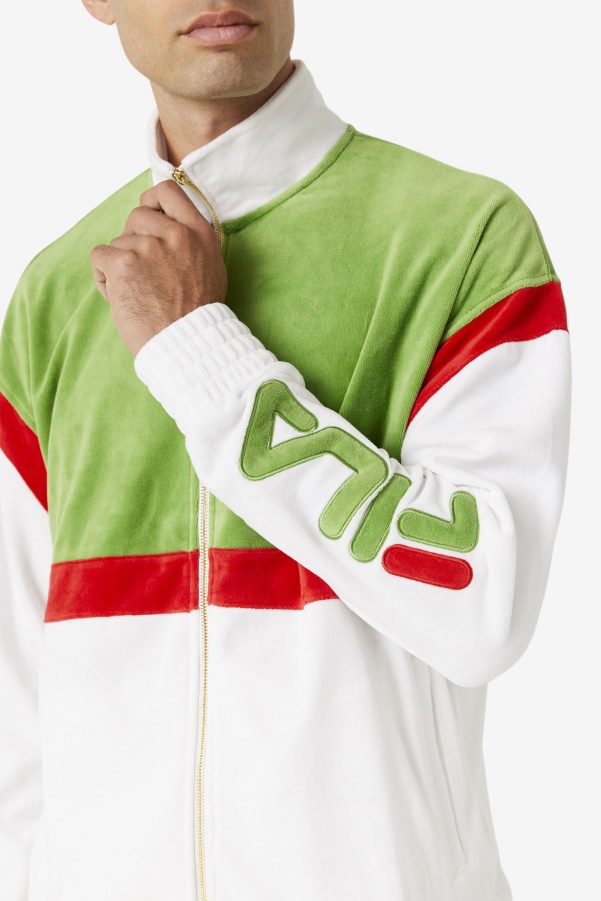 Fila White/Forest Green/Red Mansur Velour Jacket