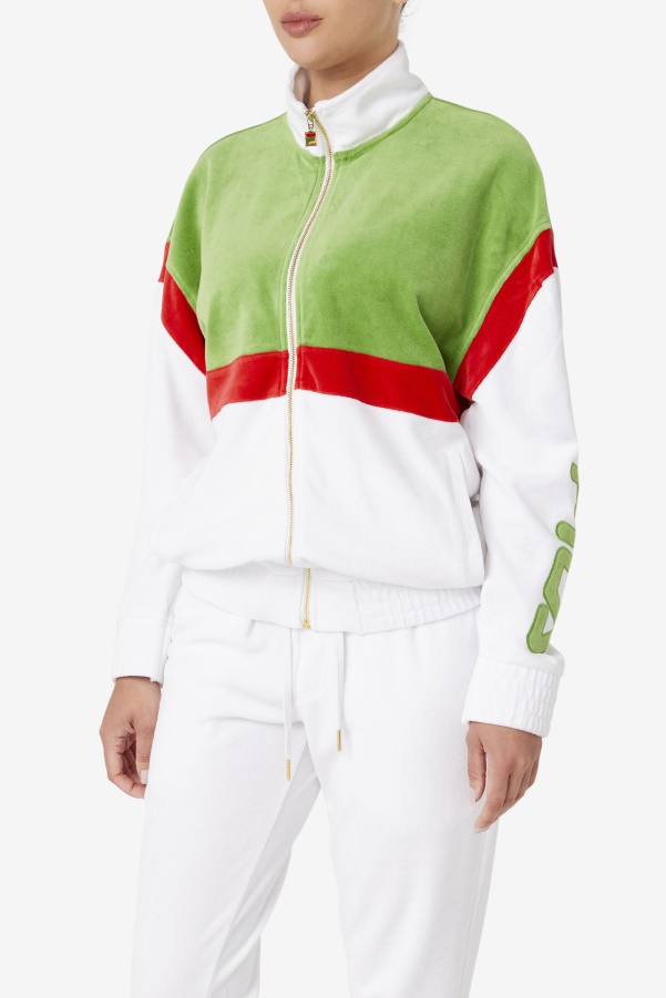 Fila White/Forest Green/Red Mansur Velour Jacket