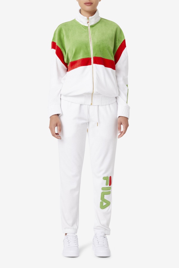 Fila White/Forest Green/Red Mansur Velour Jacket