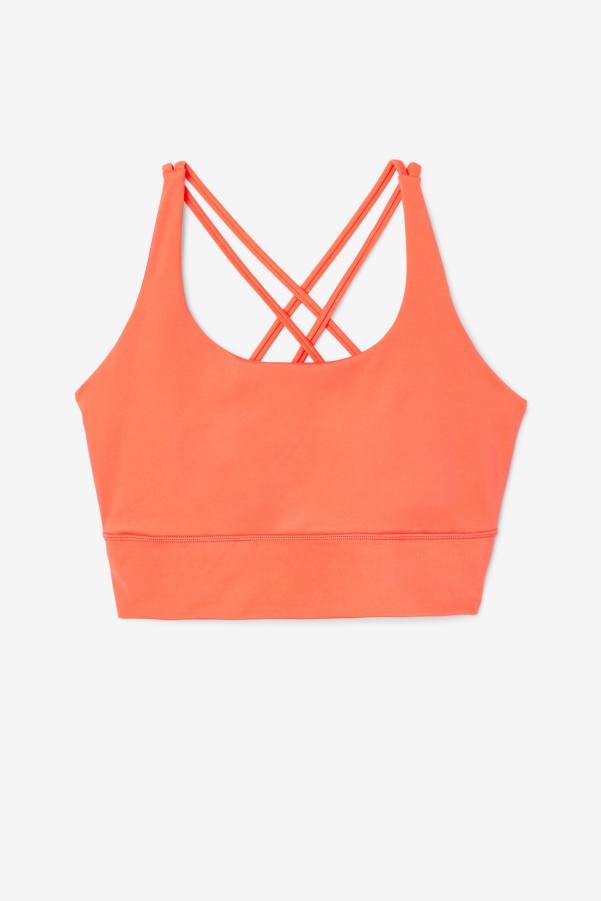 Hot Coral Uplift Cross Back Bra Top Fila