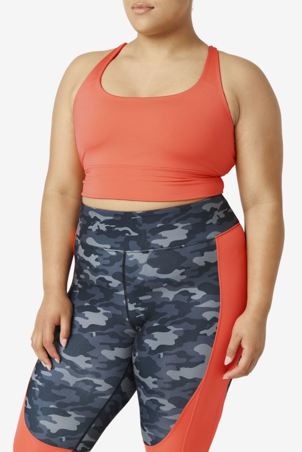 Hot Coral Uplift Cross Back Bra Top Fila