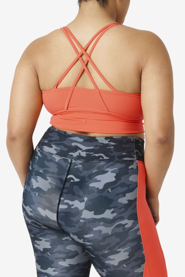 Hot Coral Uplift Cross Back Bra Top Fila