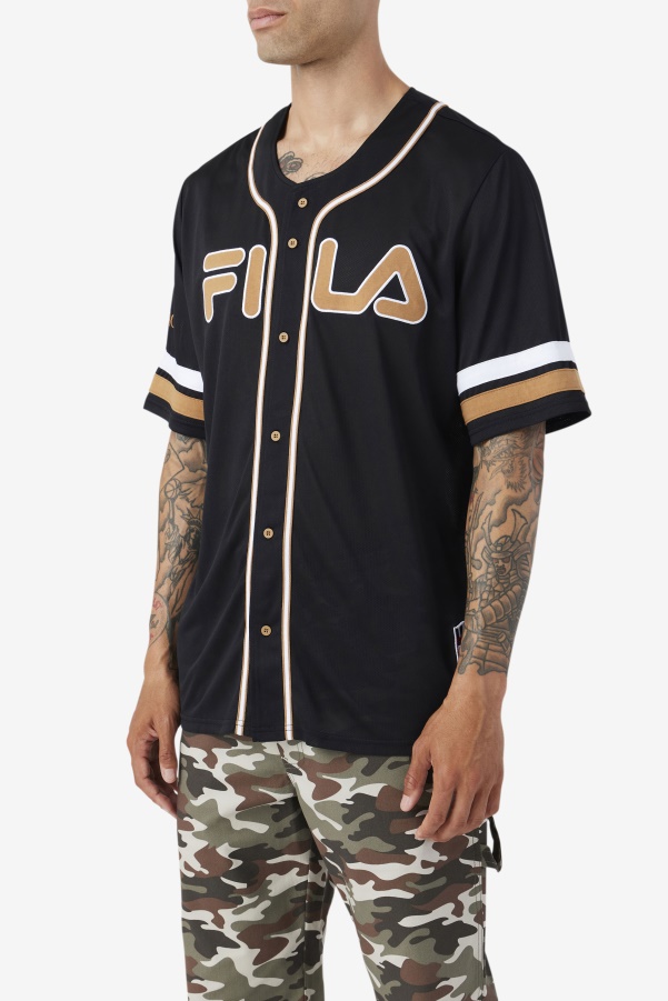 Black/Tobacco Brown/White Fila 2Pac Baseball Jersey