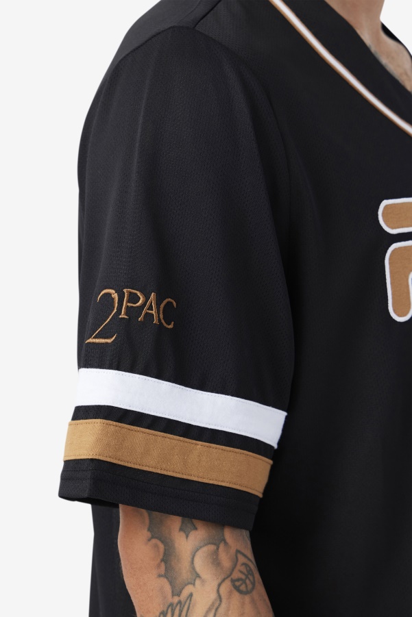 Black/Tobacco Brown/White Fila 2Pac Baseball Jersey