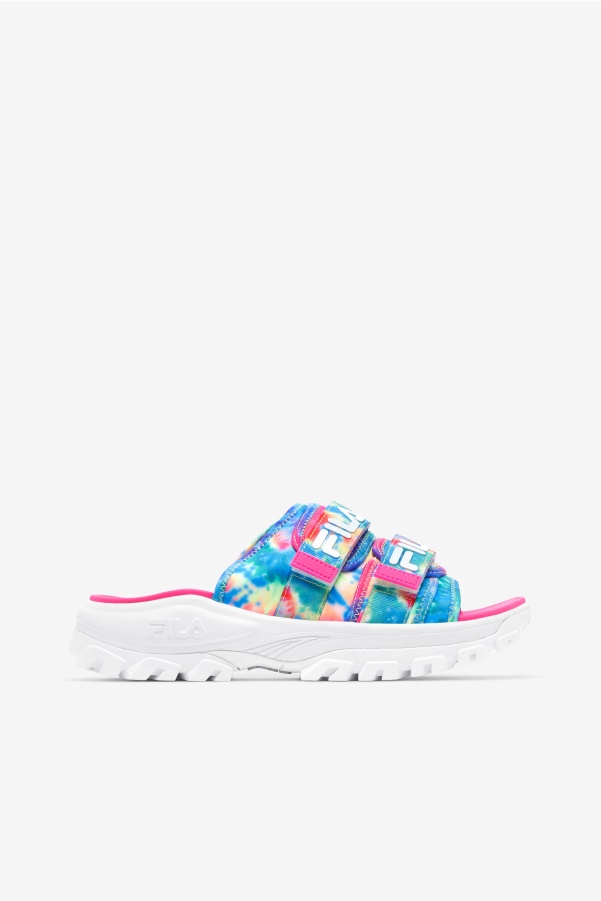Multi/White/Pink Glo Women's Tie Dye Outdoor Slide Fila