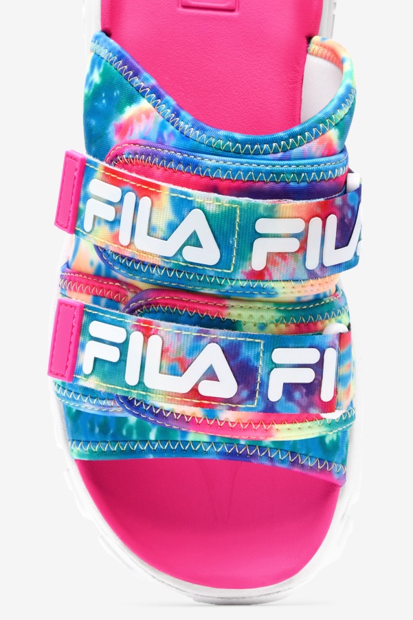 Multi/White/Pink Glo Women's Tie Dye Outdoor Slide Fila