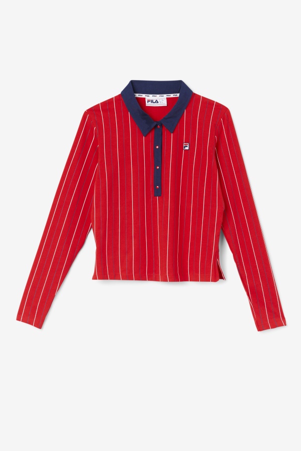 Red Jada Long Sleeve Polo Fila