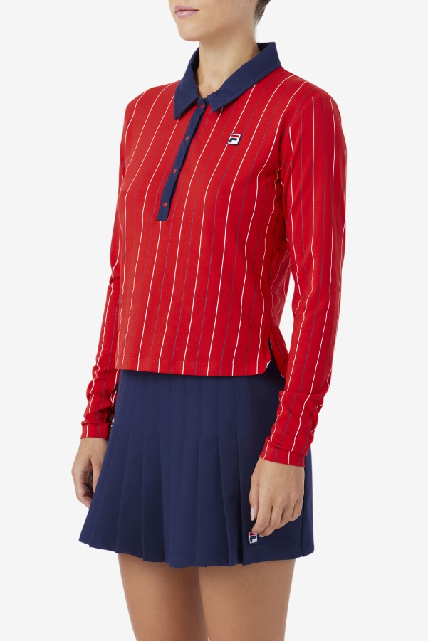 Red Jada Long Sleeve Polo Fila