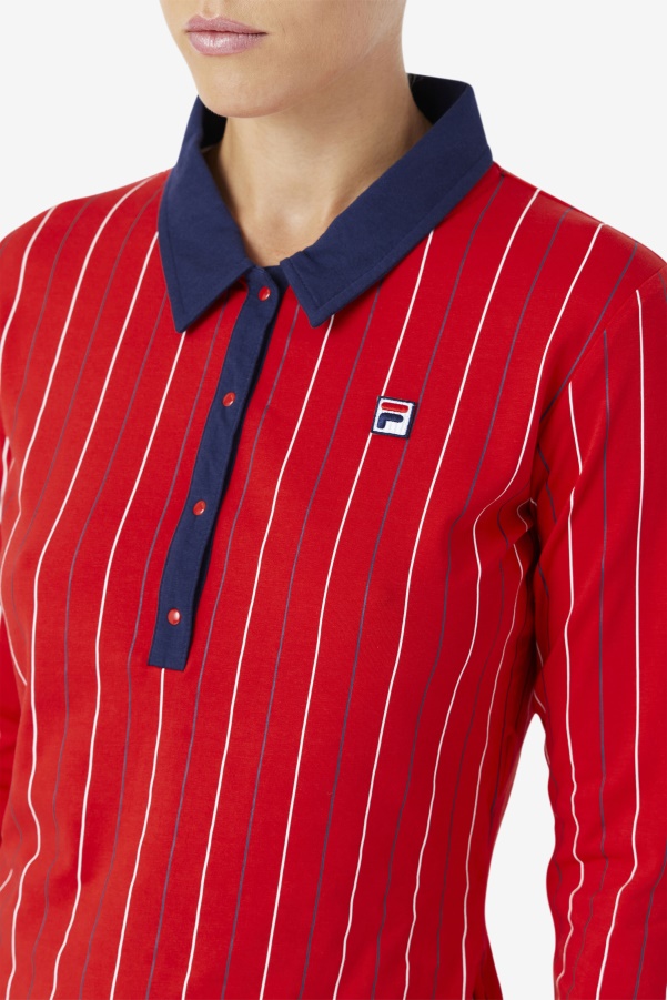 Red Jada Long Sleeve Polo Fila