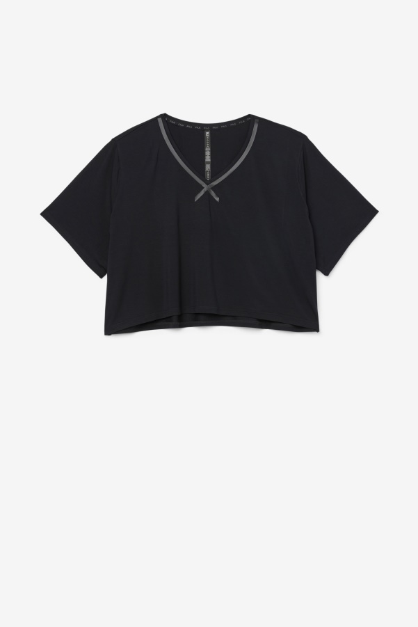 Black Fila Fi-Lux Hi-Low Crop Top