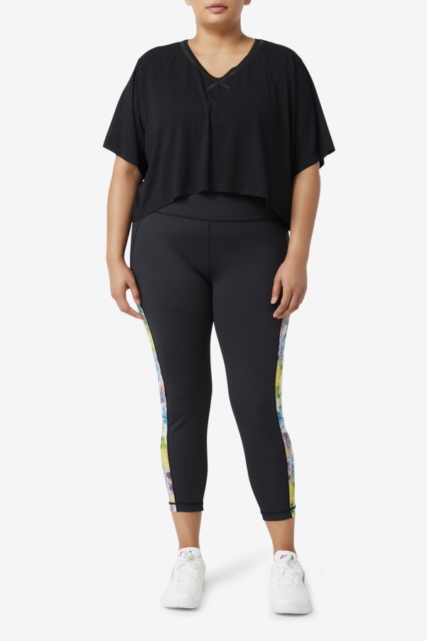 Black Fila Fi-Lux Hi-Low Crop Top