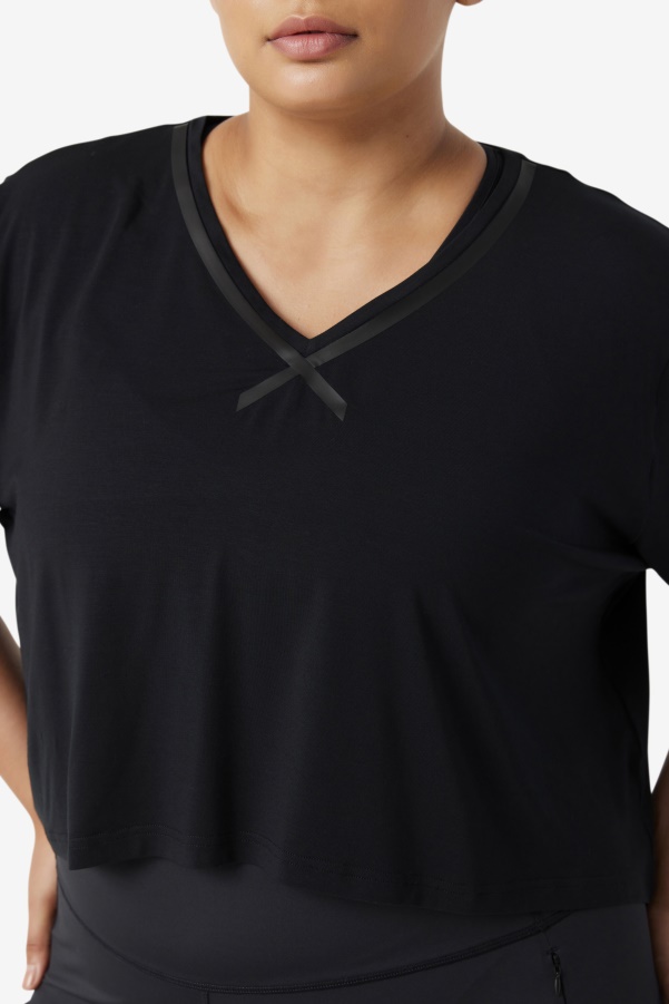 Black Fila Fi-Lux Hi-Low Crop Top