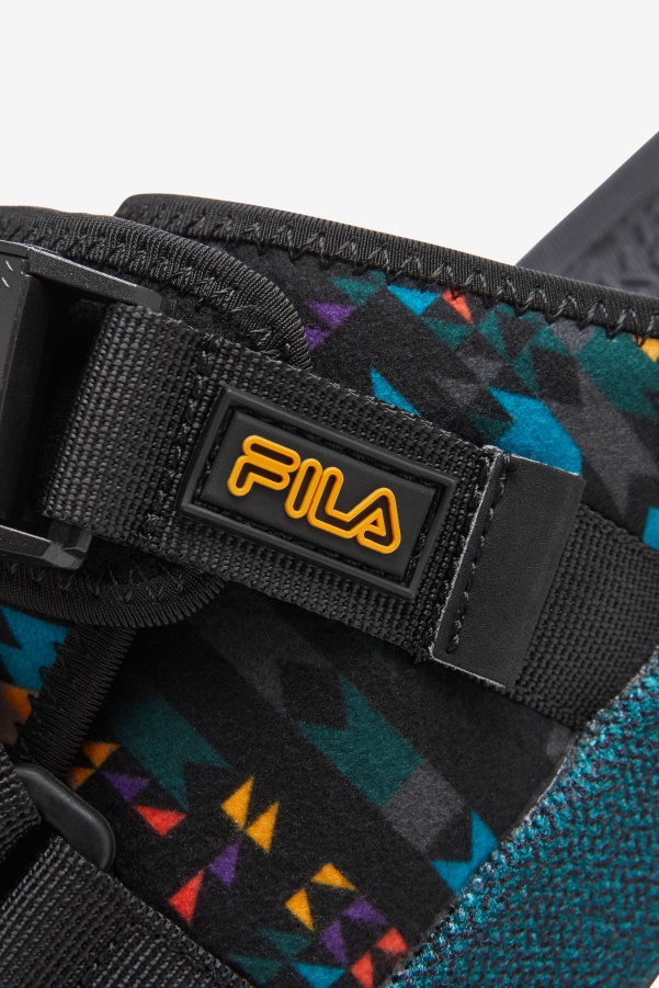 Black/June Bug/Saffron Fila Men's Atlas Slide