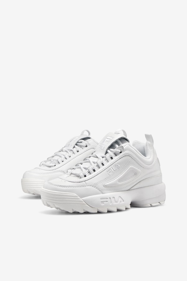 Triple White Fila Women's Disruptor 2 Premium