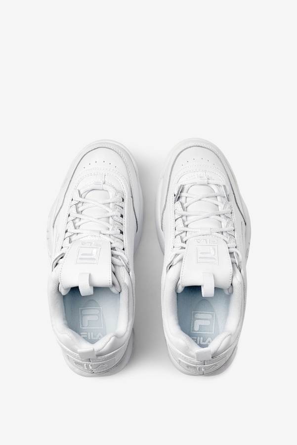 Triple White Fila Women's Disruptor 2 Premium