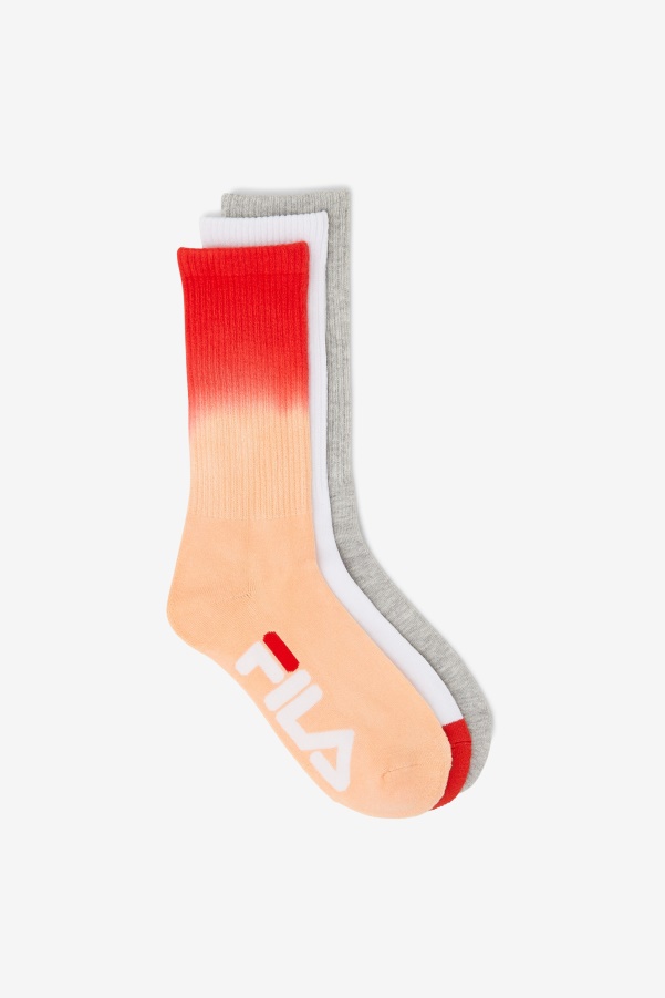 Women's Dip Dye Crew Sock 3-Pack Peach Fila