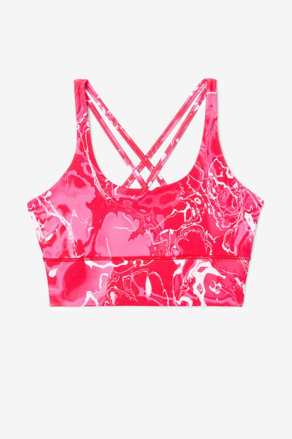 Pink Marble Uplift Cross Back Bra Top Fila