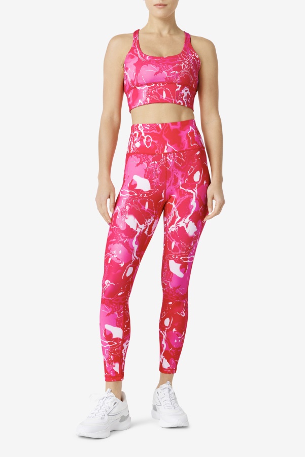 Pink Marble Uplift Cross Back Bra Top Fila