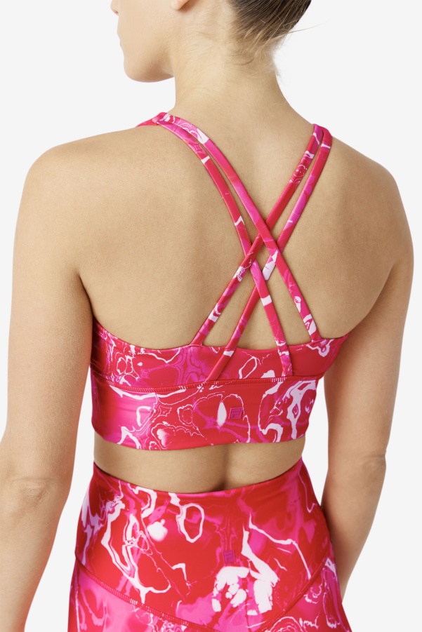 Pink Marble Uplift Cross Back Bra Top Fila