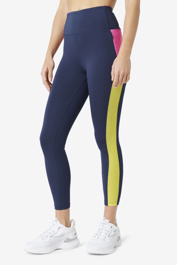 Navy/Azalea/Sulphur Forza Contrast 7/8 Leggings Fila