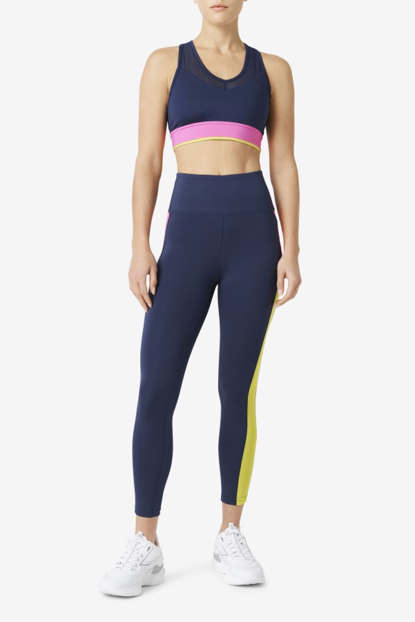 Navy/Azalea/Sulphur Forza Contrast 7/8 Leggings Fila