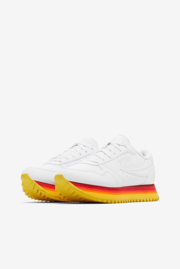 Women's Orbit Stripe White/Rhubarb/Lemon Fila