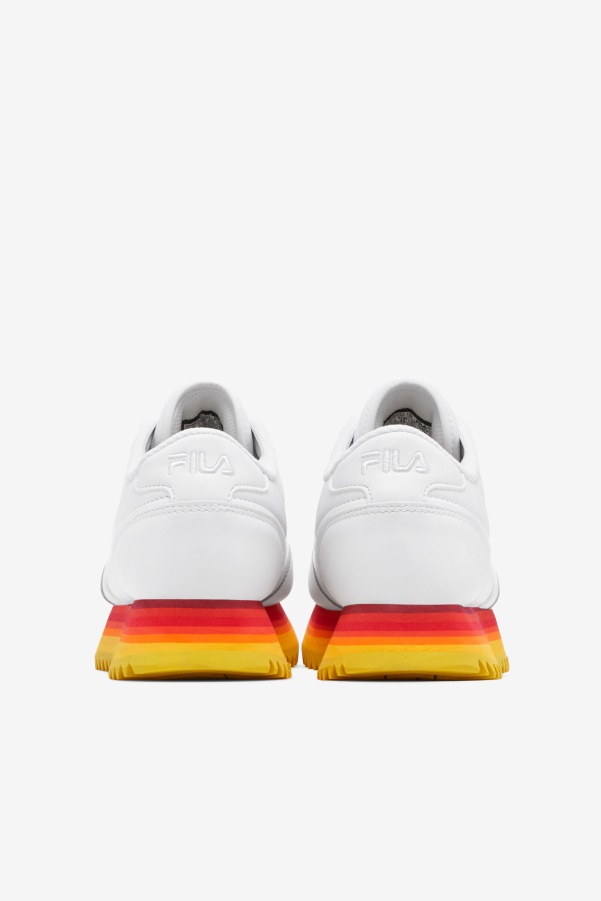 Women's Orbit Stripe White/Rhubarb/Lemon Fila
