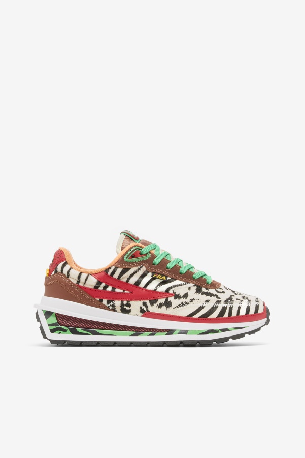 Sequoia/Red/Seedpearl Fila Women's Renno Zero Animal