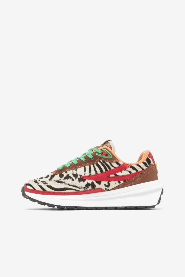 Sequoia/Red/Seedpearl Fila Women's Renno Zero Animal