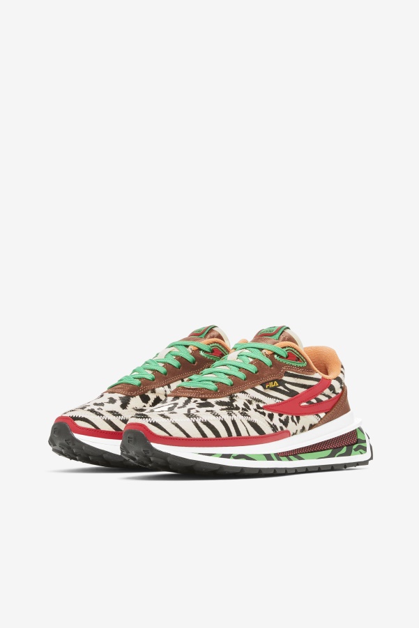 Sequoia/Red/Seedpearl Fila Women's Renno Zero Animal