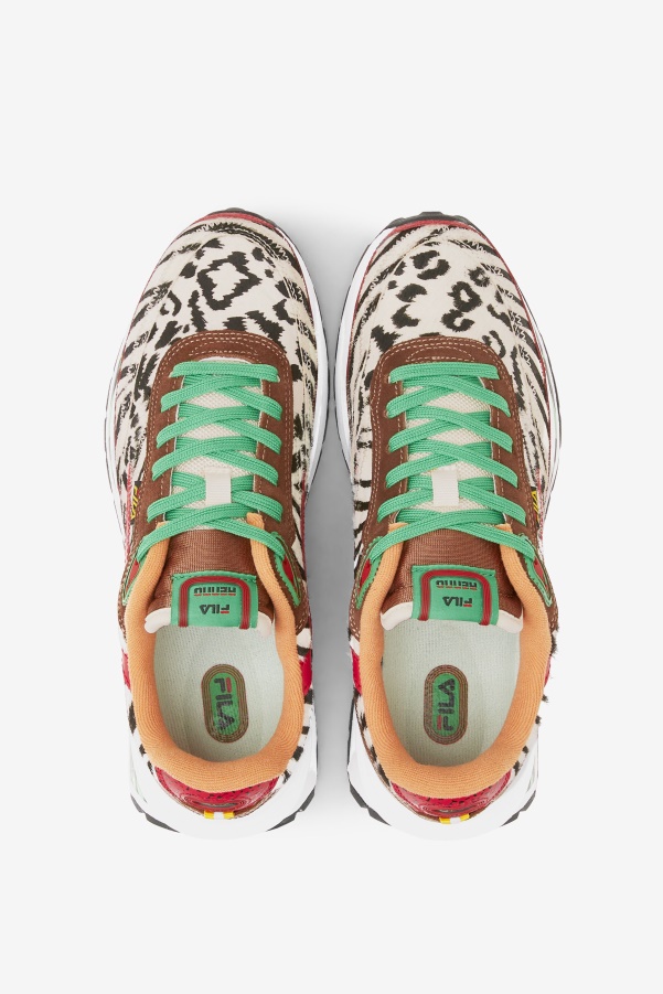 Sequoia/Red/Seedpearl Fila Women's Renno Zero Animal