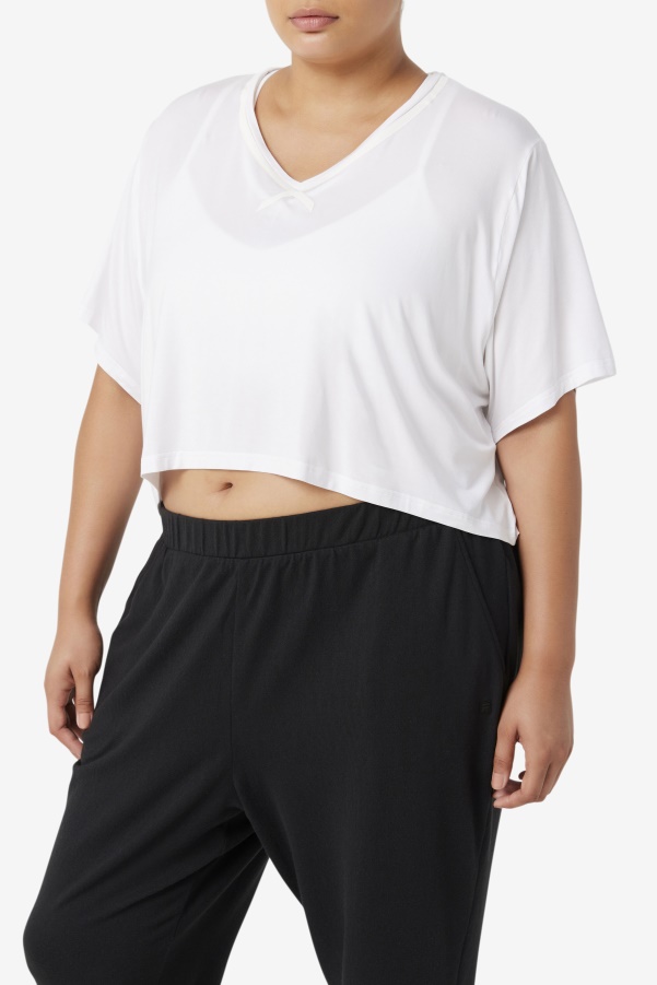 Fila White Fi-Lux Hi-Low Crop Top