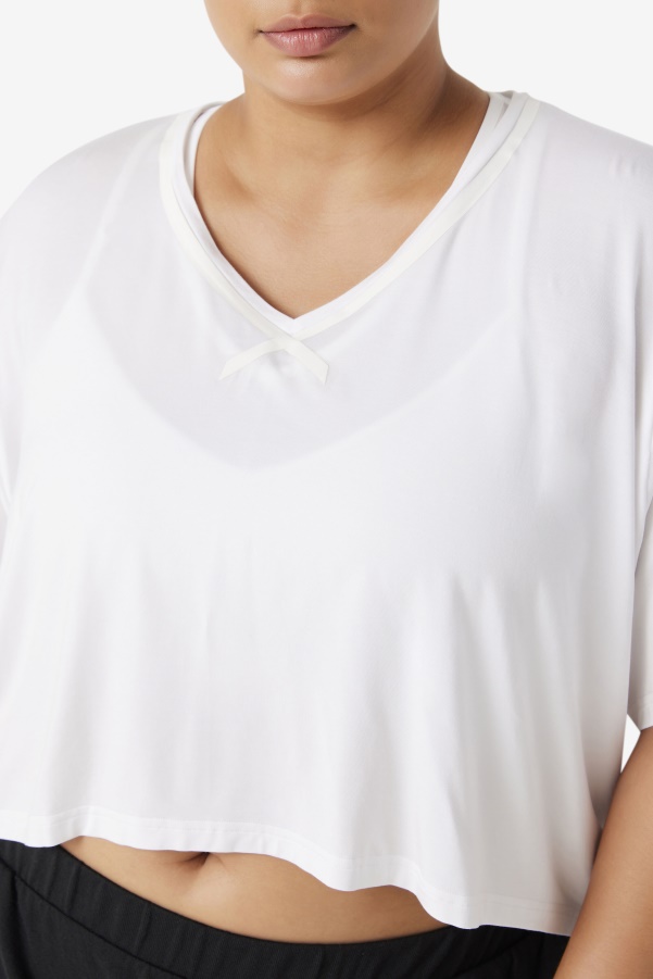Fila White Fi-Lux Hi-Low Crop Top