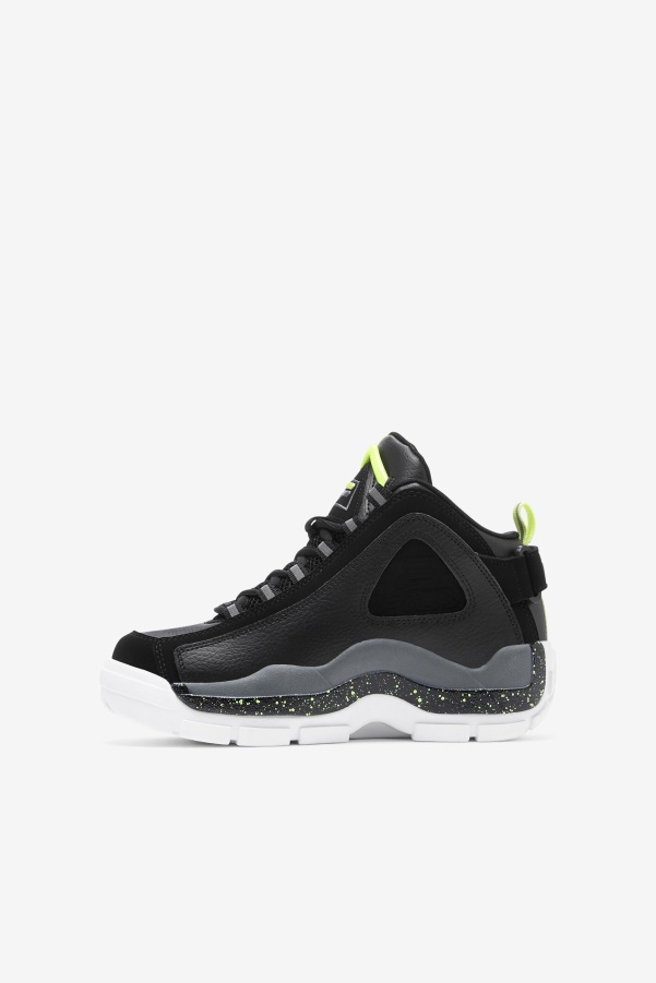 Black/Sunny Lime/Castlerock Little Kids' Grant Hill 2 Fila