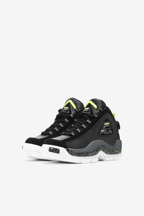 Black/Sunny Lime/Castlerock Little Kids' Grant Hill 2 Fila