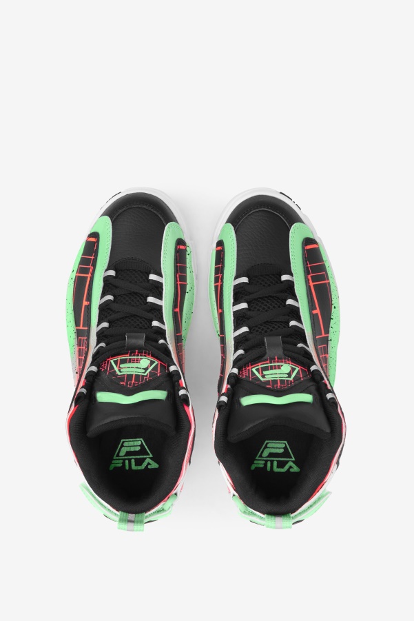 Big Kids' Grant Hill 2 Fila Black/Fiery Coral/Green Ash