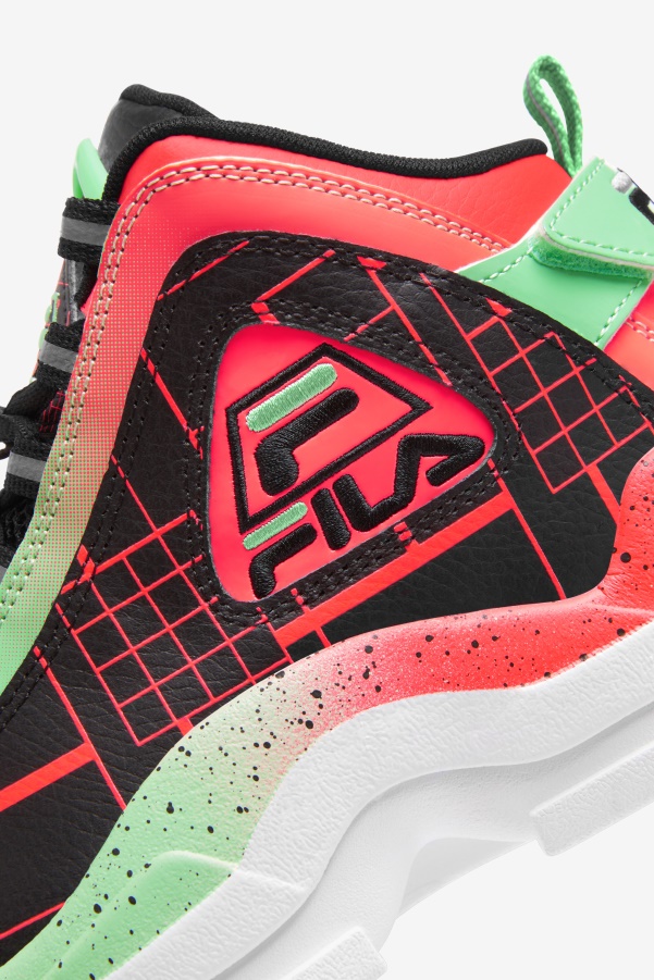Big Kids' Grant Hill 2 Fila Black/Fiery Coral/Green Ash
