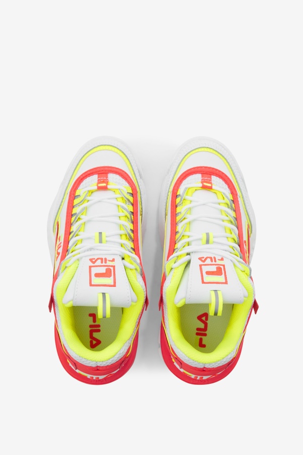 Big Kids' Disruptor 2 Exp Fila White/Fiery Coral/Yellow