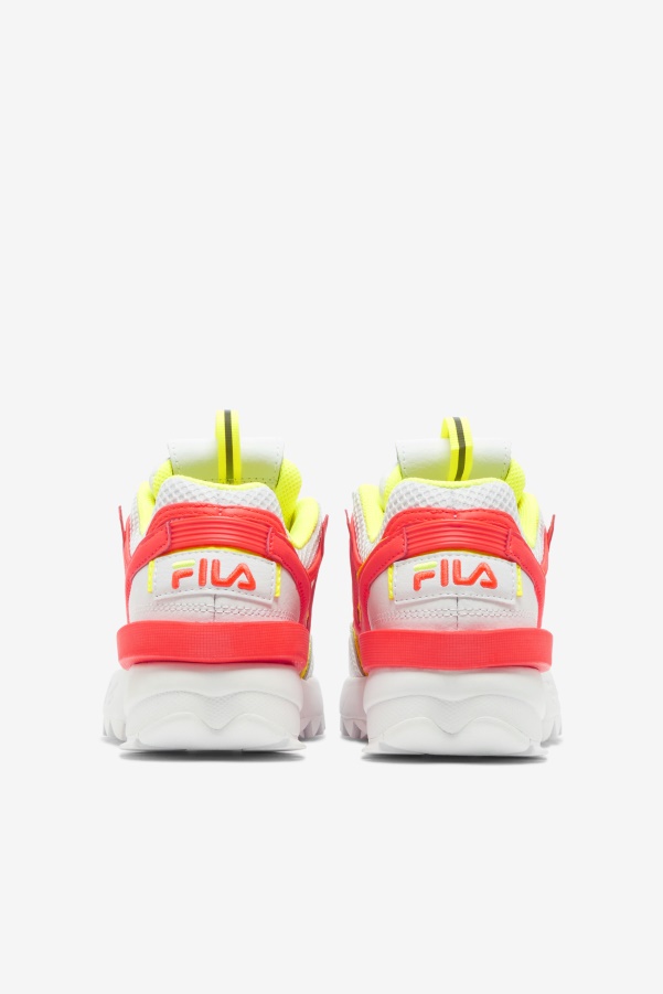 Big Kids' Disruptor 2 Exp Fila White/Fiery Coral/Yellow