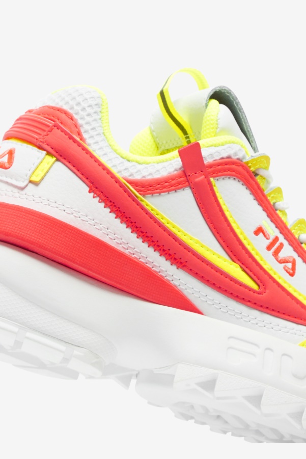 Big Kids' Disruptor 2 Exp Fila White/Fiery Coral/Yellow
