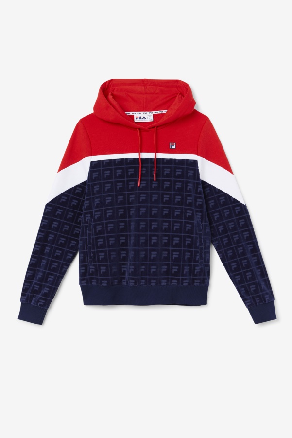 Navy/Red/White Lorri Velour Hoodie Fila