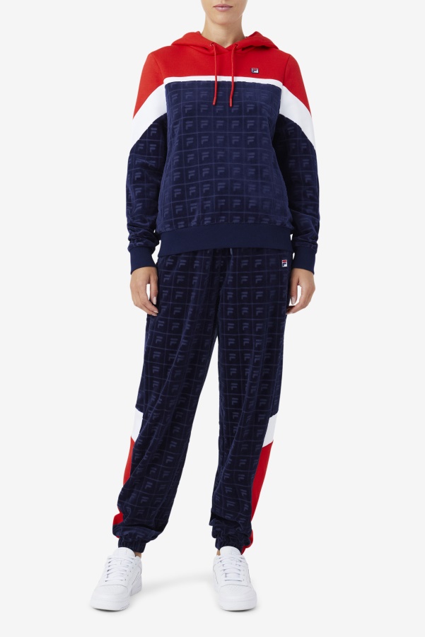 Navy/Red/White Lorri Velour Hoodie Fila