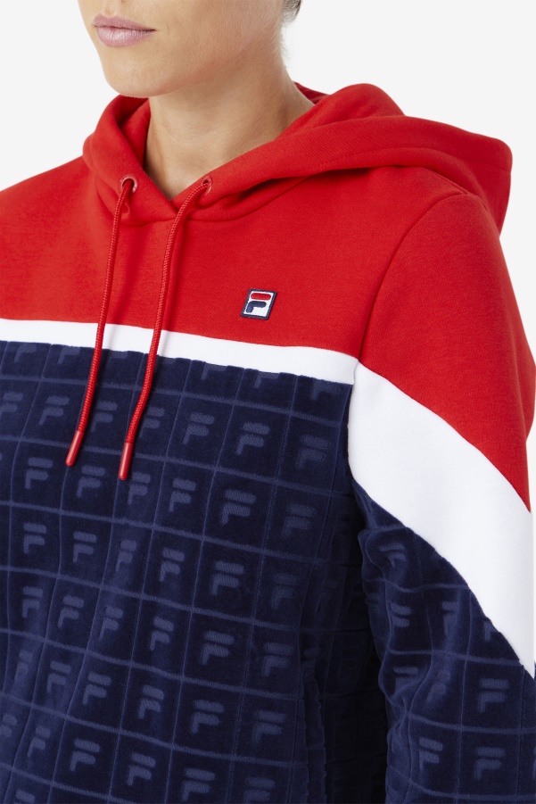 Navy/Red/White Lorri Velour Hoodie Fila
