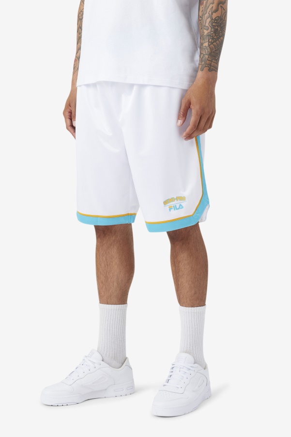 Fila White/Blue/Radient Yellow Semi-Pro Basketball Short