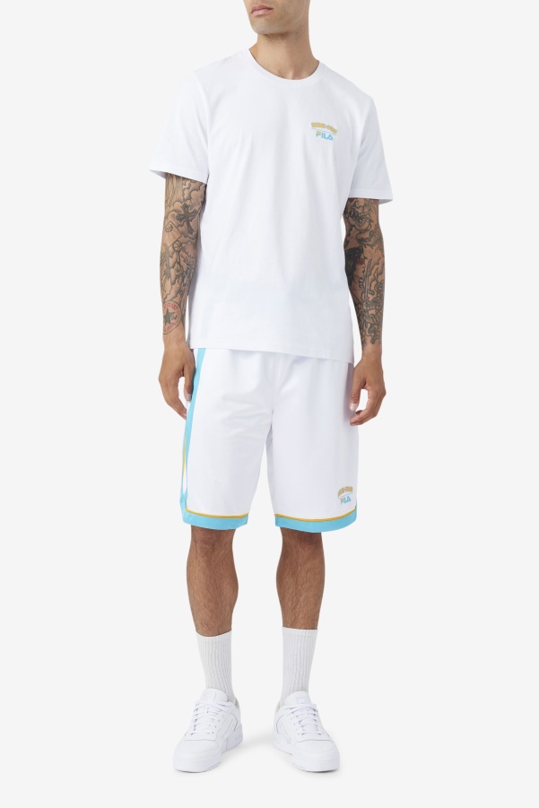 Fila White/Blue/Radient Yellow Semi-Pro Basketball Short