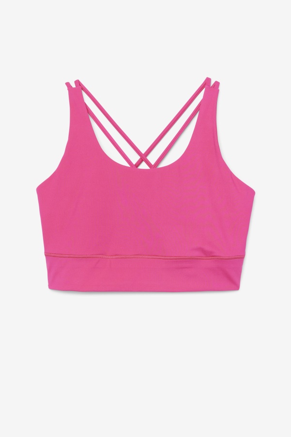 Bright Pink Fila Uplift Cross Back Bra Top