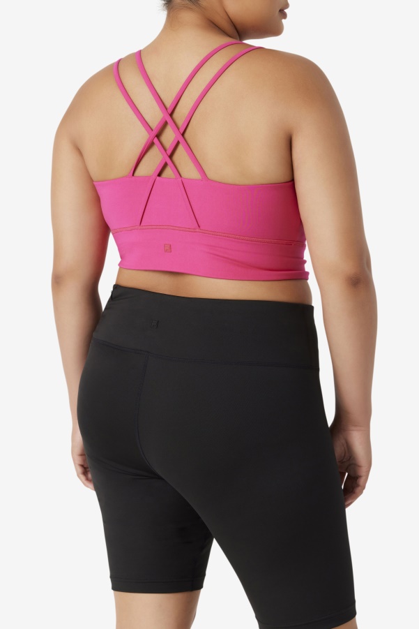 Bright Pink Fila Uplift Cross Back Bra Top