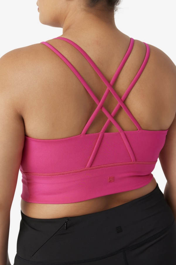 Bright Pink Fila Uplift Cross Back Bra Top