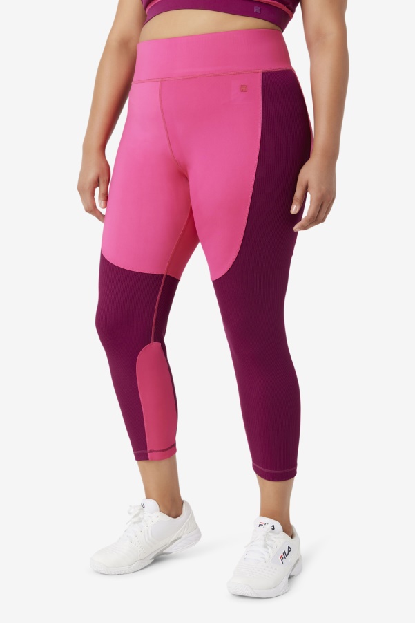 Forza Textured Long Legging Bright Pink/Magenta Purple Fila